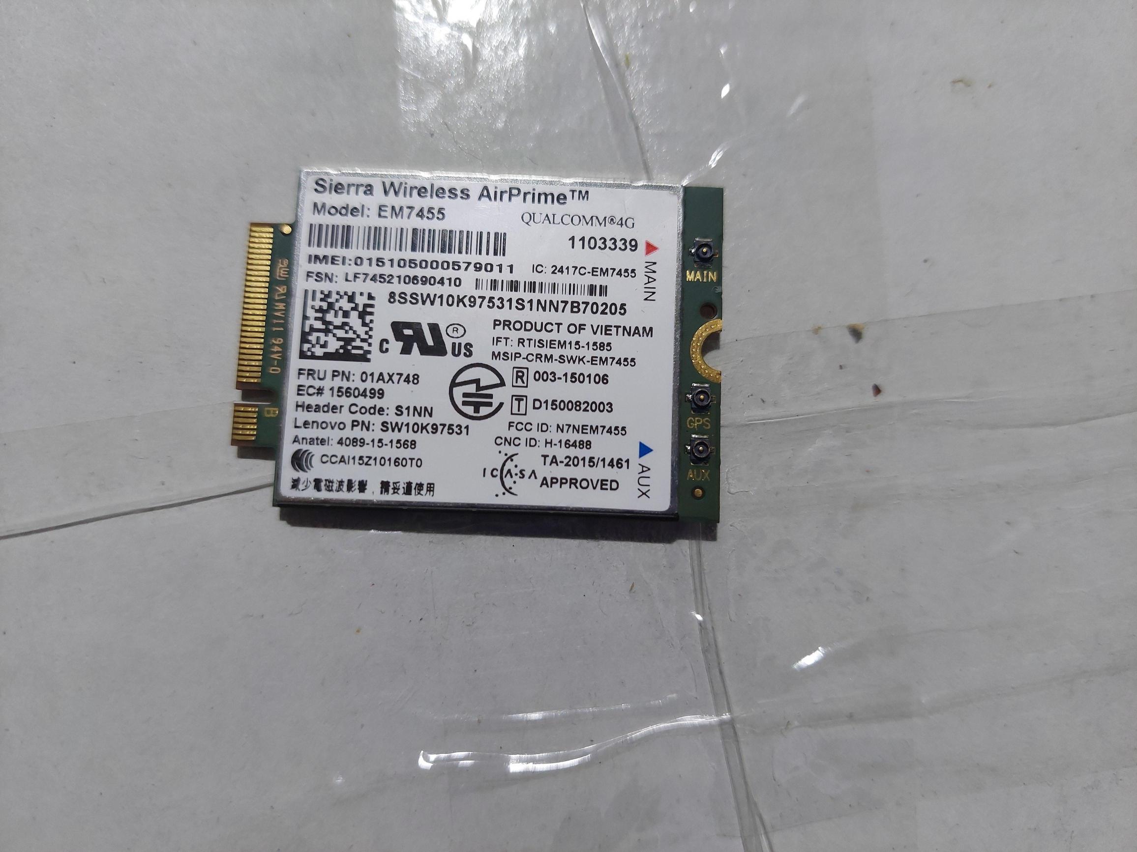 LENOVA ThinkPad EM7455 4G LTE Mobile Broadband, ThinkPad EM7455 4G LTE Mobile Broadband