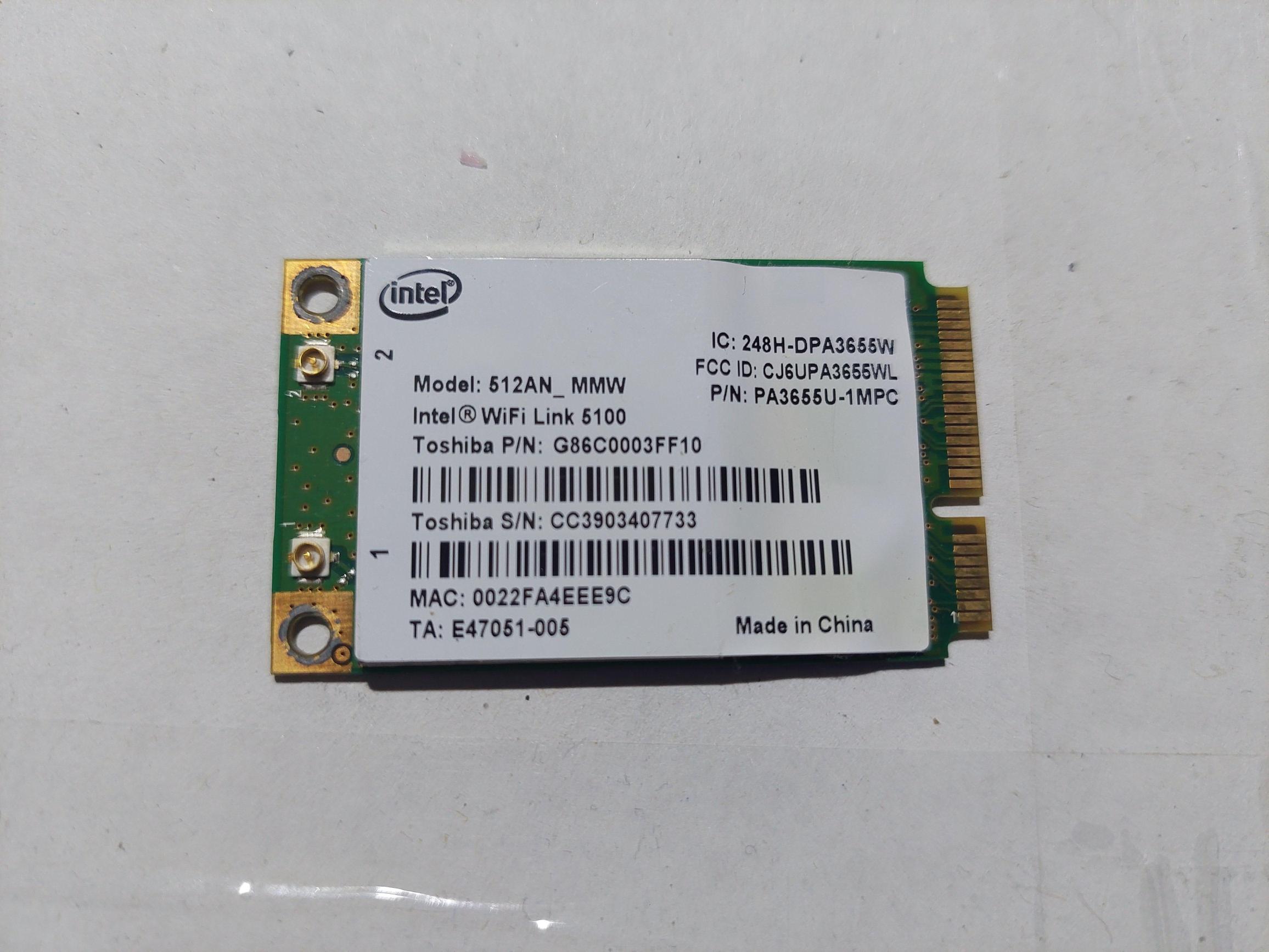 Intel WiFi Link 5100 A-B-G-N Mini PCIe Card 512AN-MMW 512AN-MMW Mini Wireless 