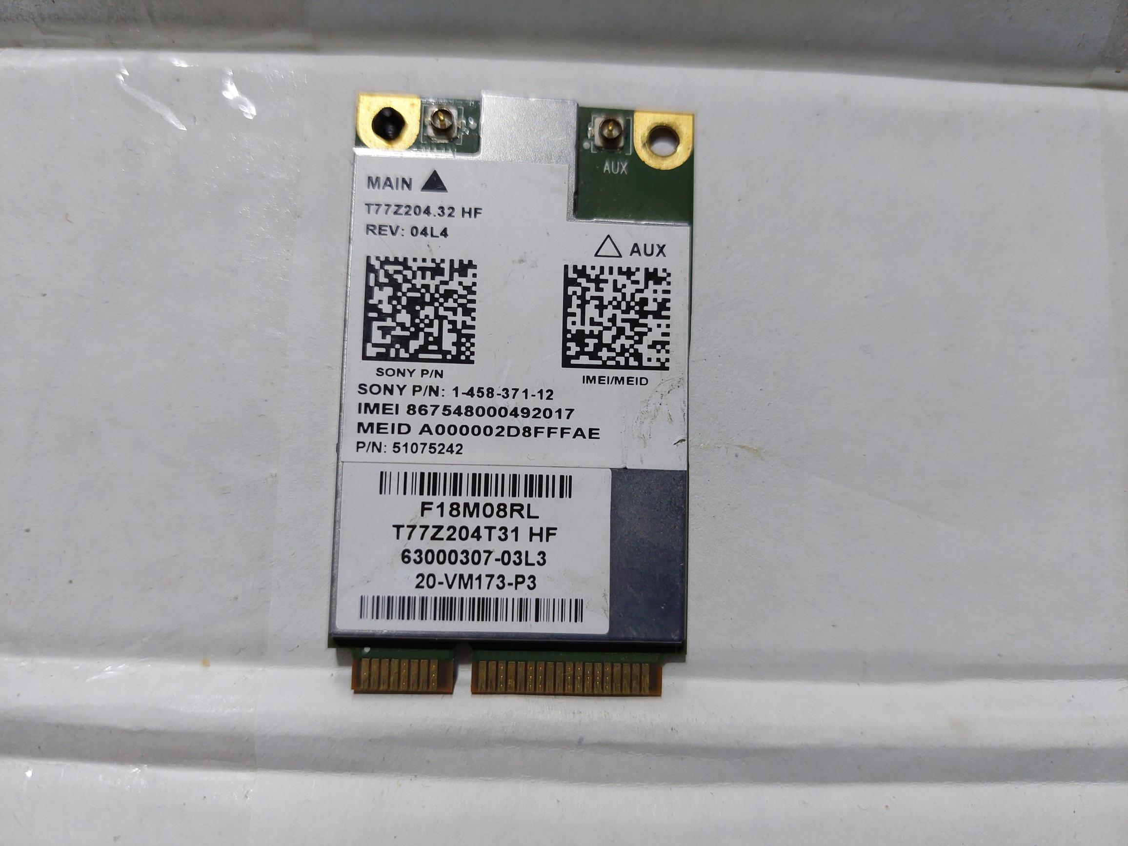  Sony VAIO SVS13AA11M,Vaio SVS151A11M,Vaio SVS151E2BM, SVS131E22M SVS1313D4E 1-458-371-13 3G kart  EM680