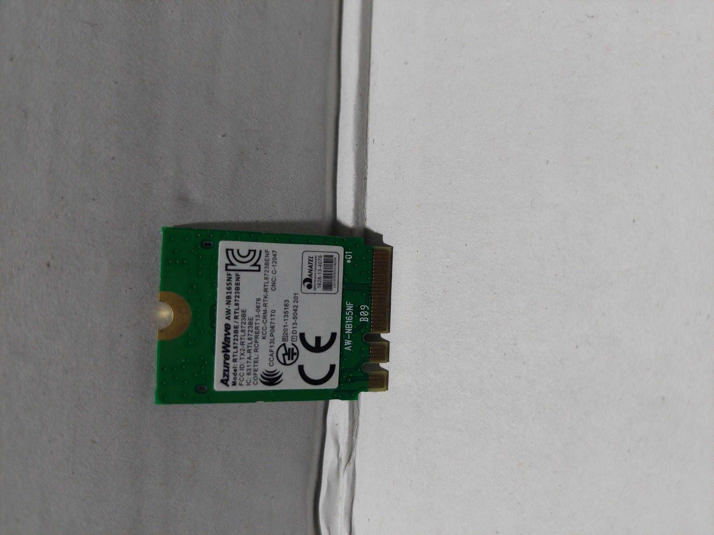 Realtek RTL8723BE 802.11bgn 300 Mbps Wireless Kart+ Bluetooth 4.0 AZURE aw nb165nf