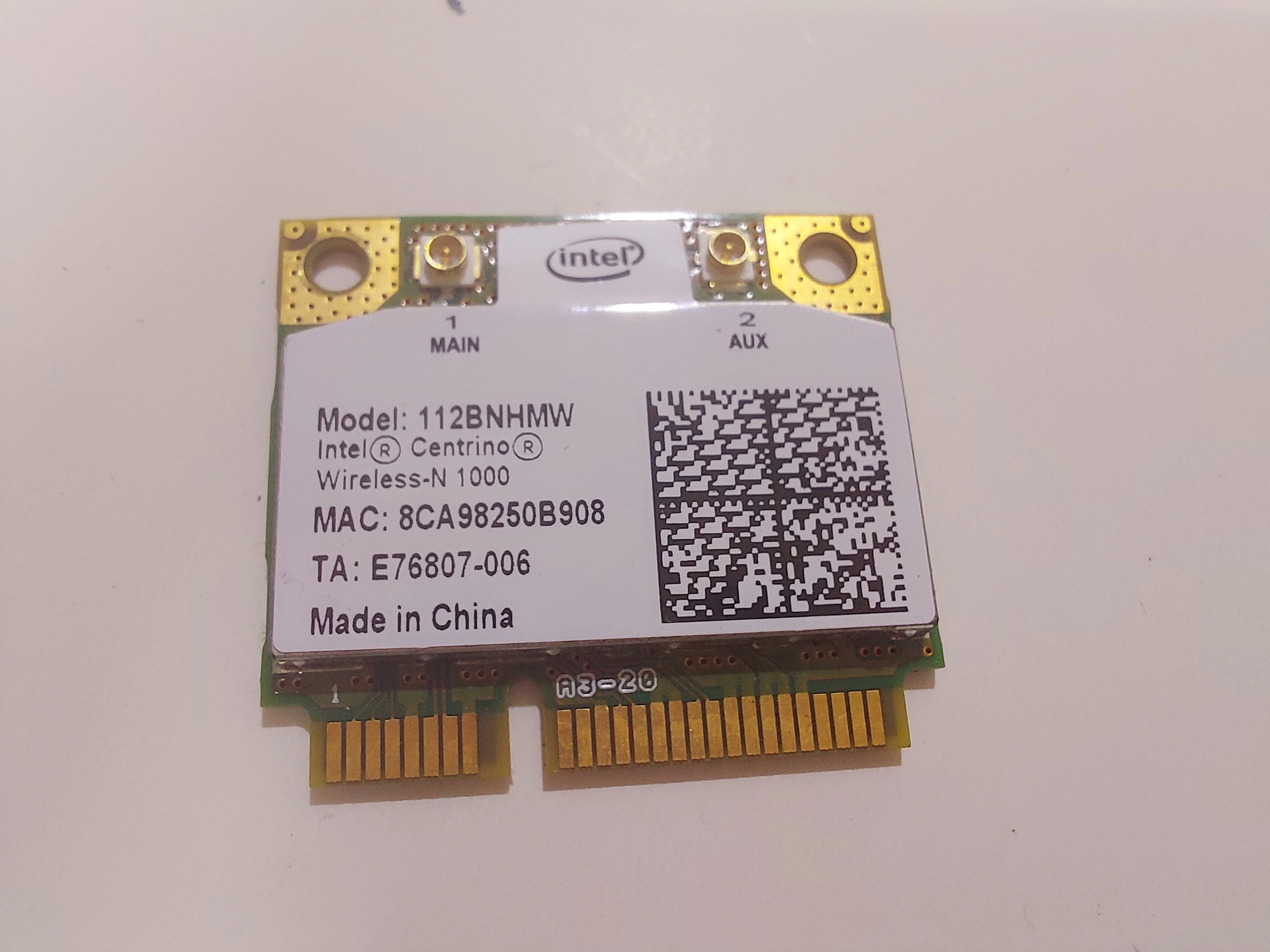 Intel Centrino Wireless-N 1000 b/g/n 112BNHMW 300Mbps WIFI Mini Kart