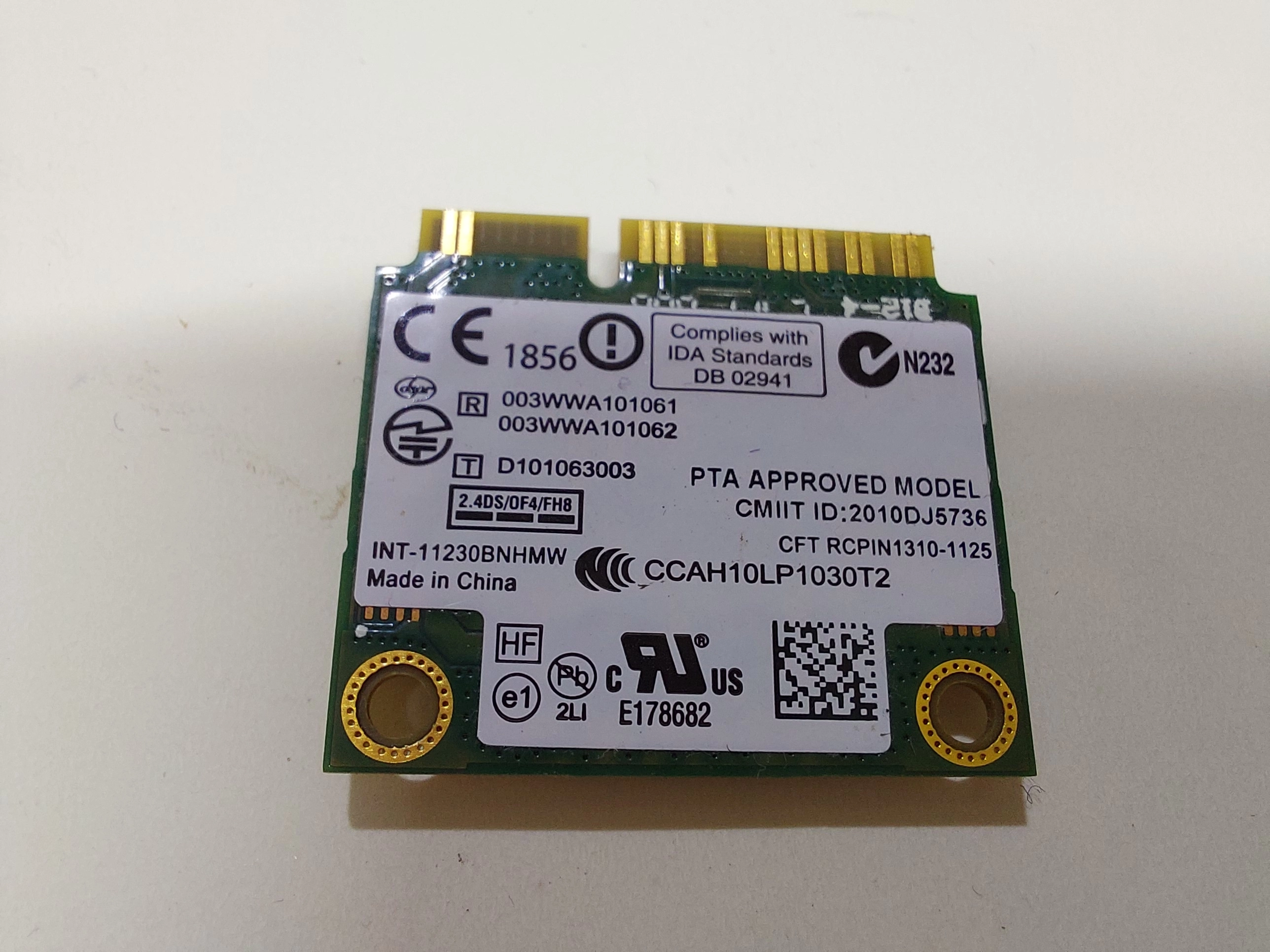 Intel 130BNHMW Bluetooth BT+WLAN Yarım Mini PCI-E N Kablosuz-N 130 