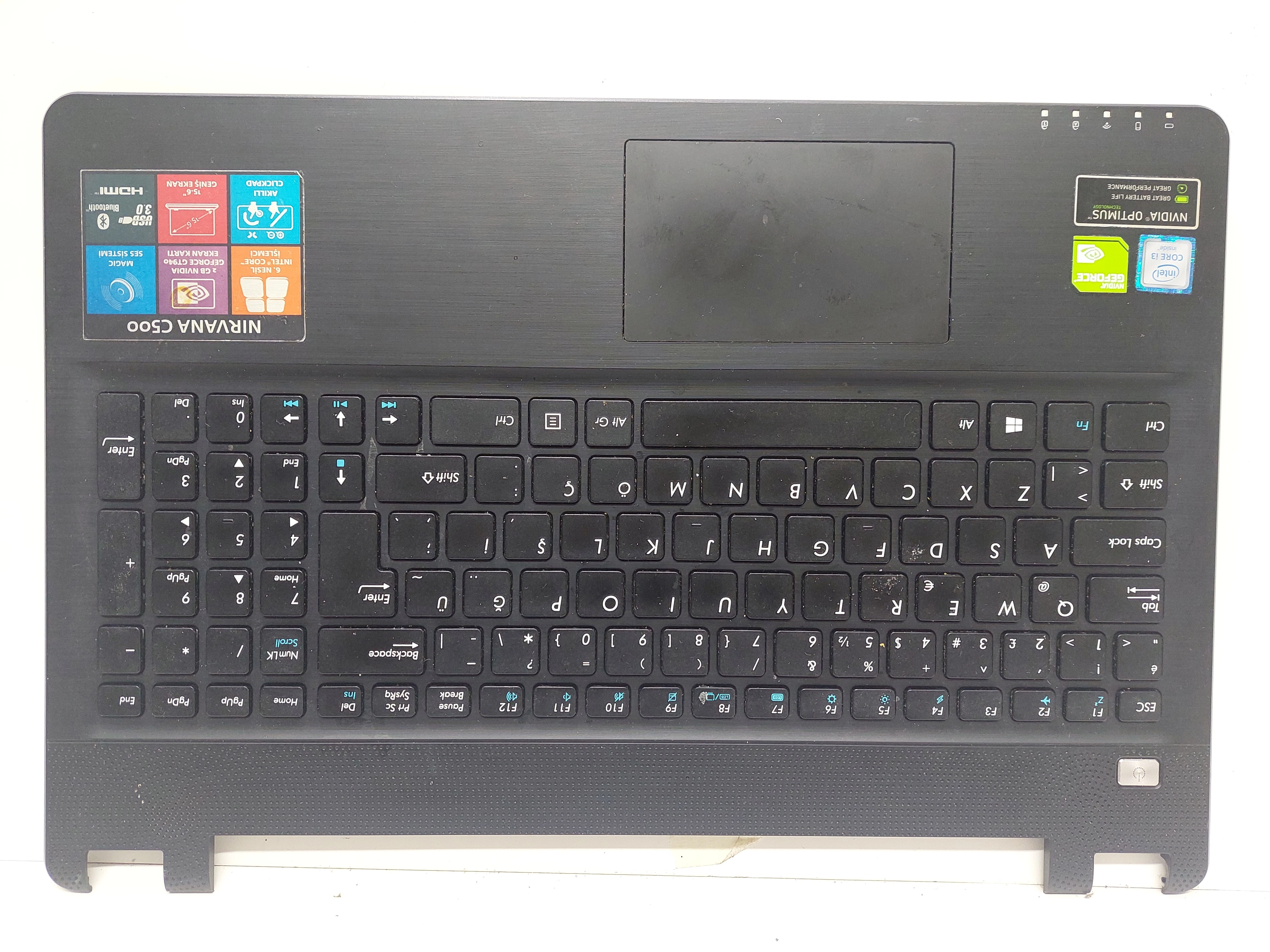Casper Nirvana C500 Klavye Kasa Üst Kasa 13N0 1BP0I01 SİYAH / POWER TUŞ KART FLEX /  TOUCHPAD