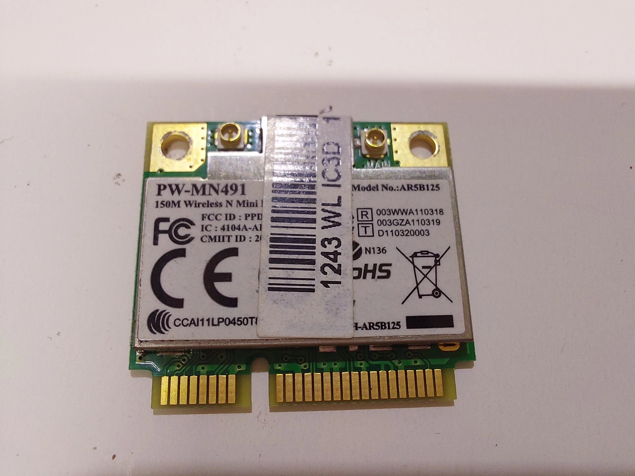 Atheros AR5B125 AR9485 yarım mini PCIE 2.4G wifi kablosuz ağ kartı 150Mpbs desteği AMD DEll ASUS Samsung Acer 