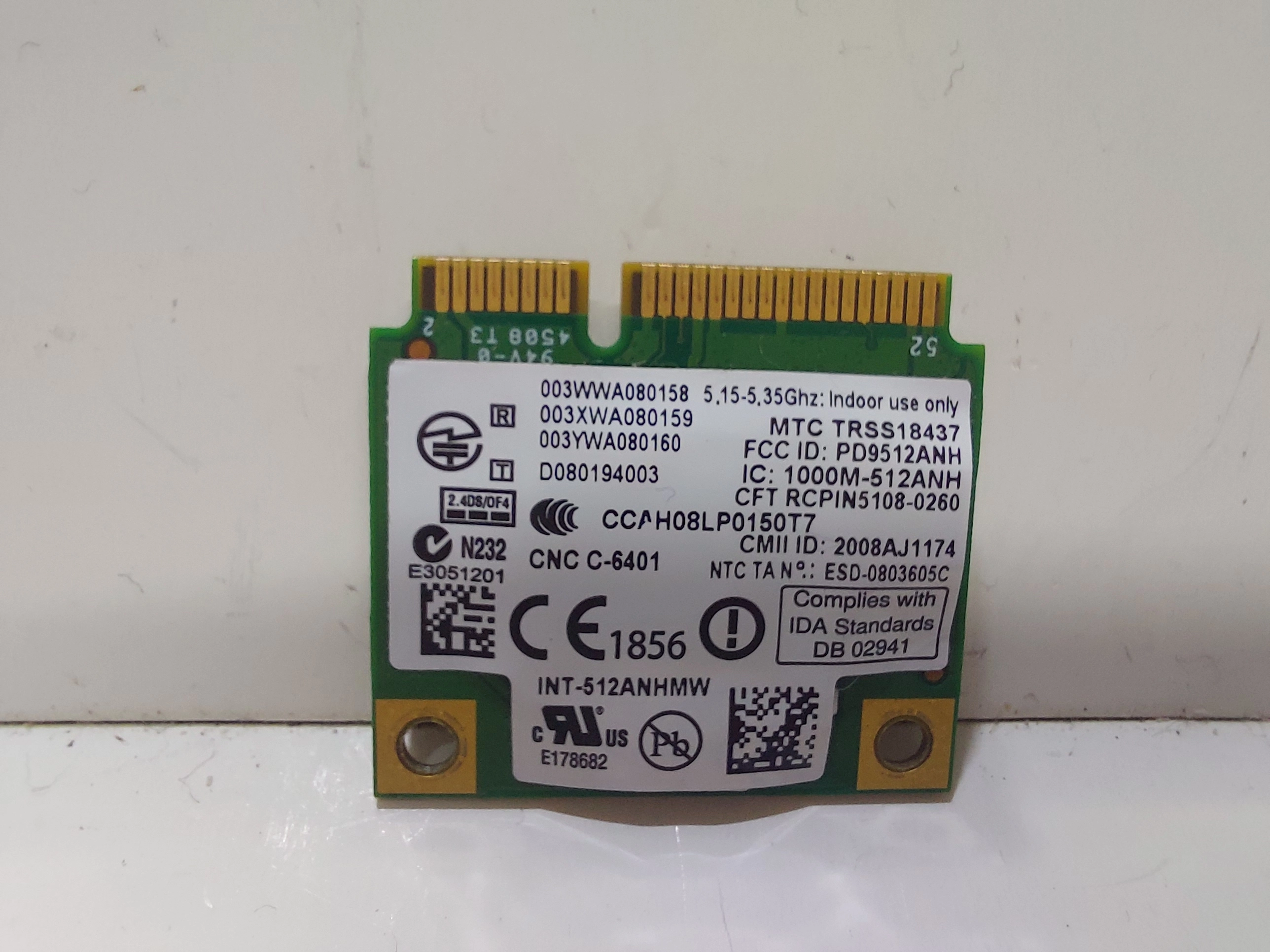 Intel Wifi Kartı 5100 Yarım Boy MiniPCI-e 512AN_HMW 300m 