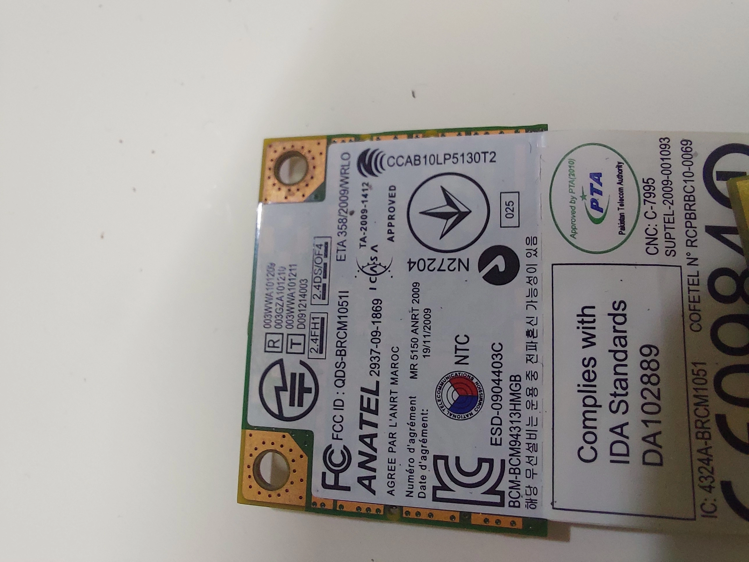 Wi-Fi  802.11b/g/n + BT Bluetooth 4.0 PCI-E Minicard BROADCOM BCM94313HMGB BCM4313 (T77H195.12, 04W3761)