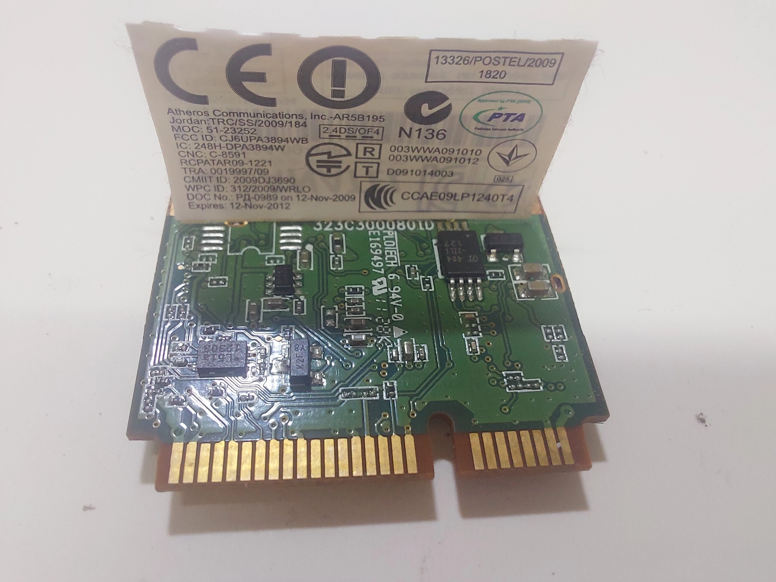 Atheros AR5B195  Bluetooth Ağ Adaptörü PCI Express Mini yarım 