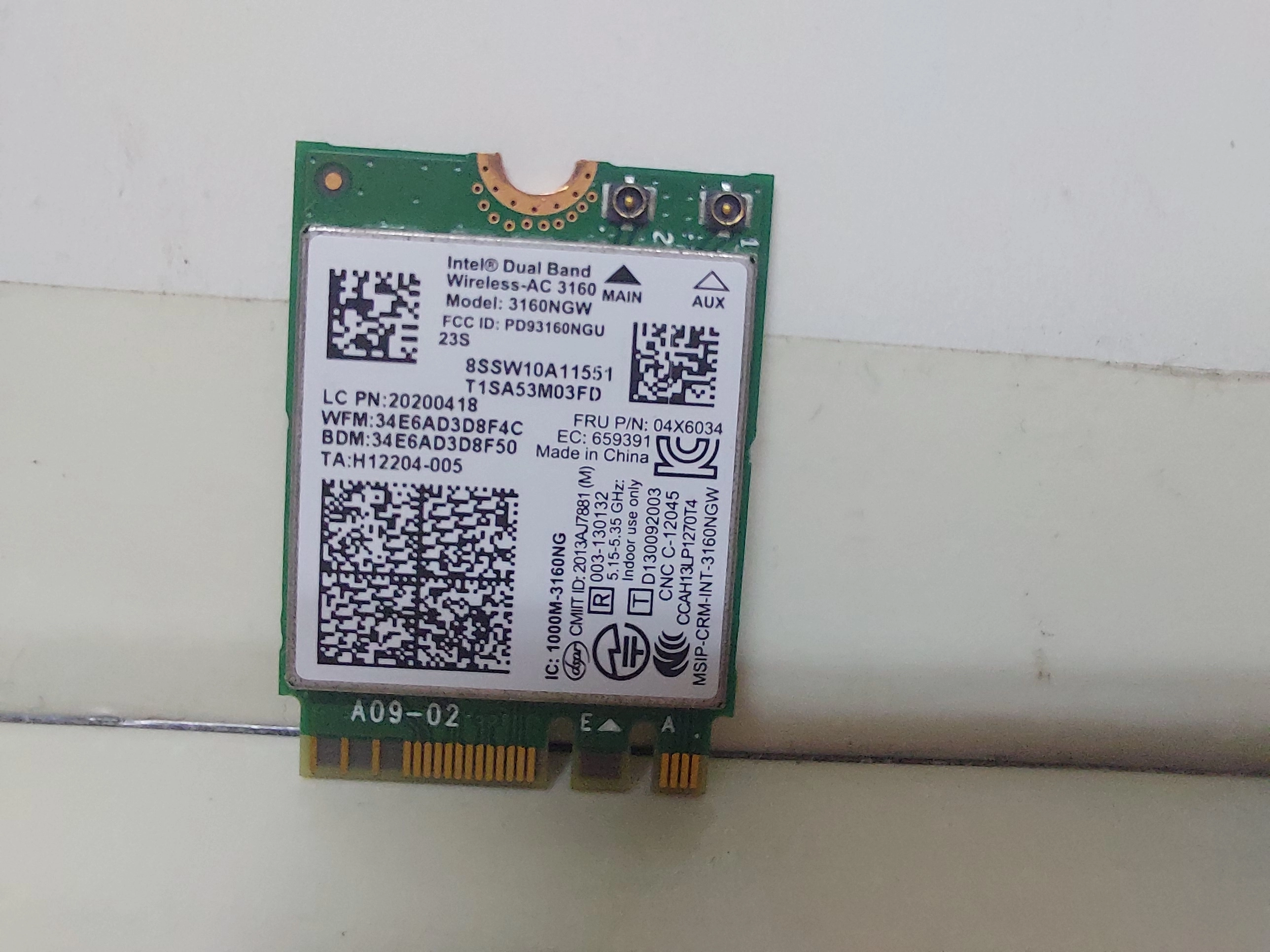 Lenovo Z50 3160NGW Wifi Wireless Bağlantı Kartı 04X6076