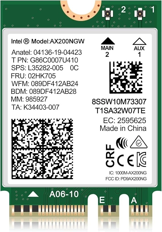  Intel AX200 NGW, Bluetooth 5.2, 2400Mbps Ağ Adaptörü Windows 10/11 (64bit) M.2/NGFF WiFi 6 Kablosuz Kart