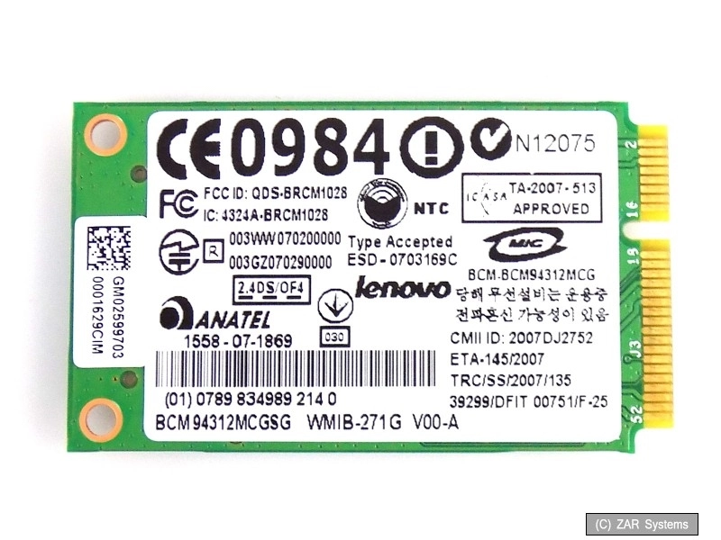 Lenovo 43Y6488 43Y6487 BCM94312MCGSG mini PCI-E  WLAN kartı WiFi kartı 