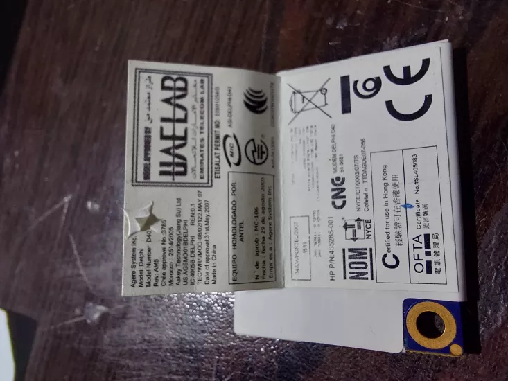 Toshiba Modem Adaptör WIFI Kartı Mini V000140410 6028B0000312 ASI DELPHI D40