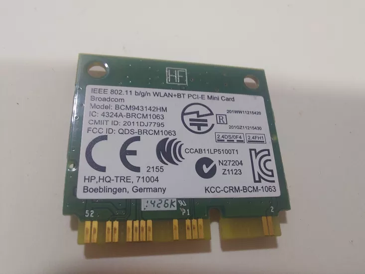 Broadcom BCM943142HM 802.11n Kablosuz Bluetooth 4.0 PCIe Yarım HP 753076-001
