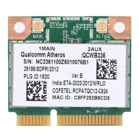 Qualcomm Atheros QCWB335 WiFi Kablosuz + Bluetooth 4.0 mini PCI-E Kartı
